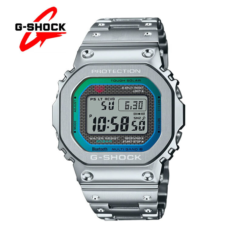 นาฬิกาควอทซ์ G-SHOCK GMW-B5000สำหรับผู้ชาย, นาฬิกาสแตนเลสมัลติฟังก์ชันสำหรับกีฬากลางแจ้งกันกระแทกจอแสดงผลคู่