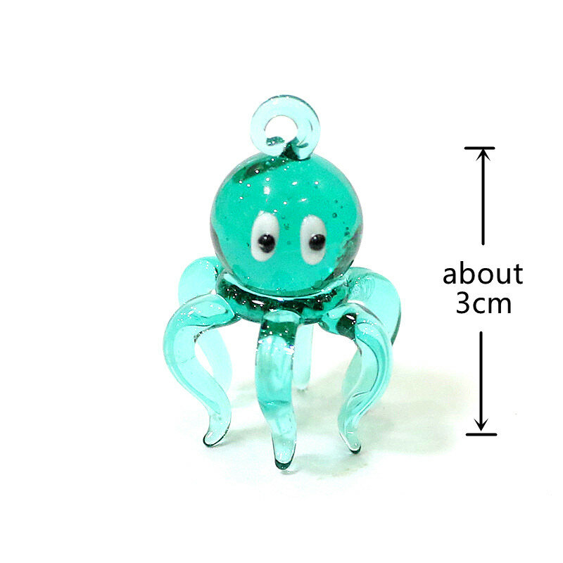 Cute Tiny Octopus Murano Glass Charm Pendant Aquarium Decor Marine Animal Statue Ornaments Female DIY Jewelry Making Accessories