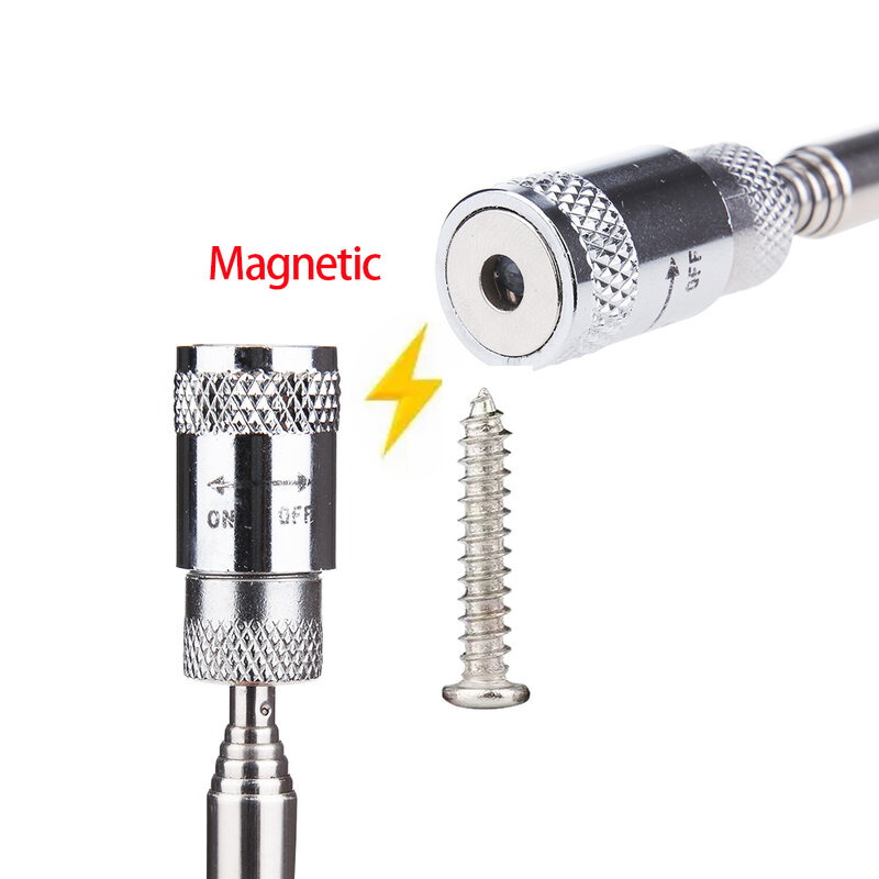 Bolígrafo magnético telescópico con luz, herramienta de recogida magnética portátil, extensible, de largo alcance, herramienta para recoger tornillos, tuercas, pernos
