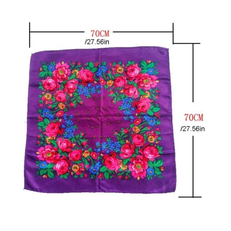 Polyester Rose Flower Print Head Scarf High Quality Sunscreen Ethnic Style Square Shawl Square Headwraps