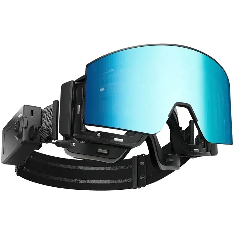Occhiali da sci polarizzati antiappannamento riscaldati elettricamente alla moda occhiali da motoslitta con lenti sfumate intercambiabili magnetiche