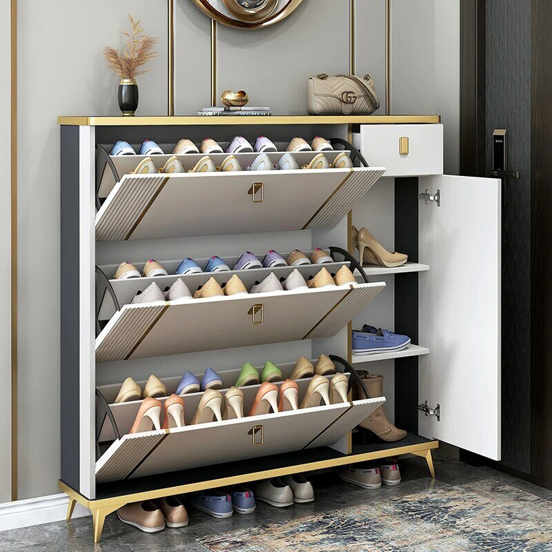 Ultrafino armário de sapatos basulante de grande capacidade de armazenamento simples porta moderna porta de entrada de casa luxo acessível