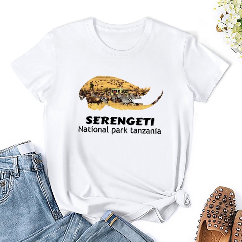 Camiseta del Parque Nacional Serengeti para mujer, ropa kawaii, Top de gran tamaño