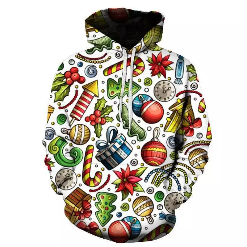 Sudadera con capucha de Papá Noel para hombre y mujer, suéter con estampado 3D de gran tamaño, moda de otoño e invierno, 2023