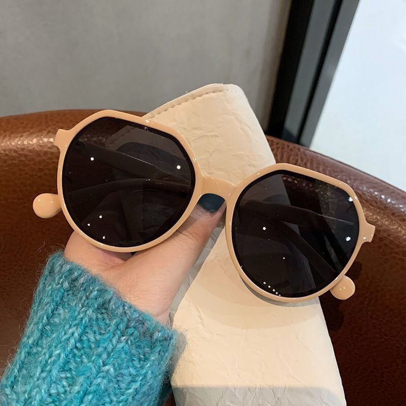 OLOEY-gafas de sol personalizadas con montura redonda, lentes de sol con montura grande, estilo moderno, combina con todo, Ins, Color caramelo