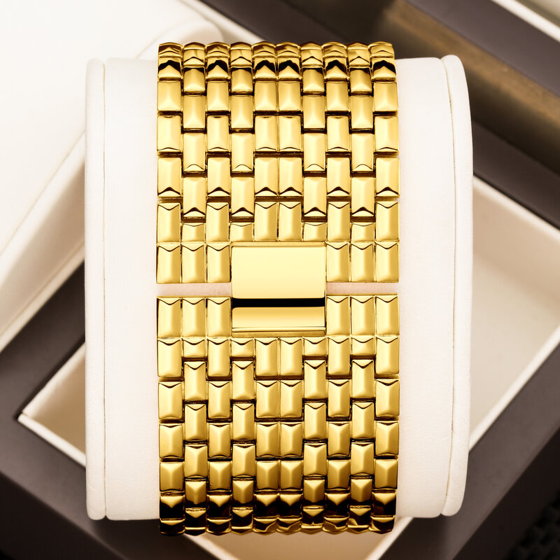 Yalalusi Damen Quarzuhr geformte Goldfarbe elegante wunderschöne Stil mit Box Uhren entferner 2024 heiße neue Ionen beschichtung