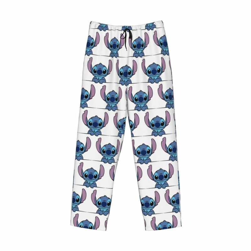 Desenhos animados dos homens Stitch Pijama Calças, pijamas, Sleep Lounge Bottoms com bolsos, impressão personalizada