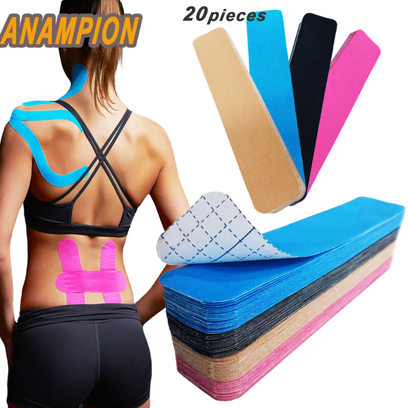 Kinesiology Tape Pro Athletic Sports (20 Precut Strips) Waterproof Elastic Athletic Tape Muscle Pain Relief Joint Support