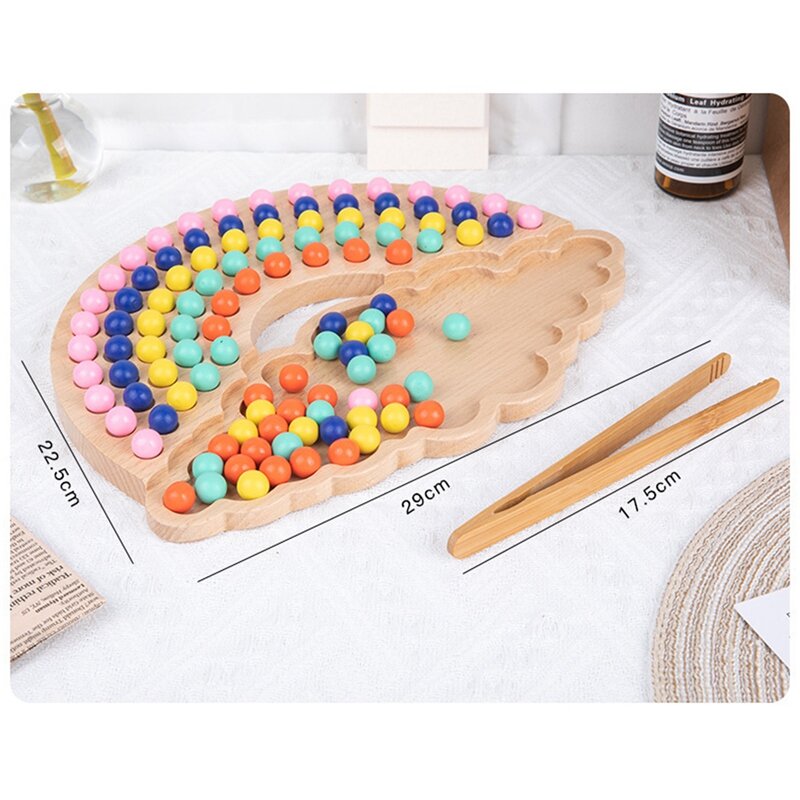 Rainbow Building Block Bead Game Early Education Hand Eye Coordination Color Sorting Children's Toy