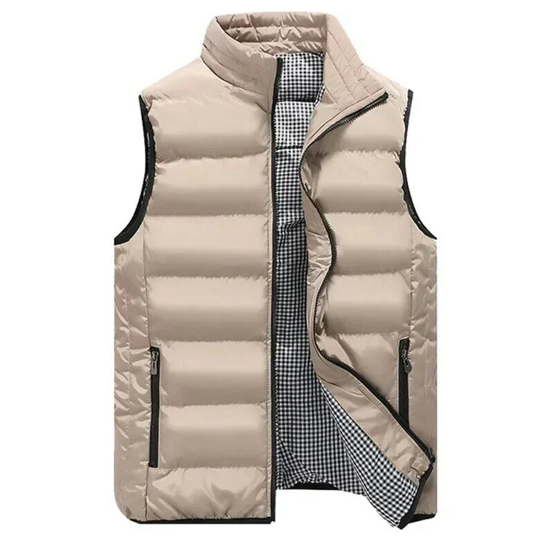 High Quality Coats Vest Jacket Men's Fall and Winter Casual Comfortable Sleeveless Solid Color Thickened Cotton Jacket