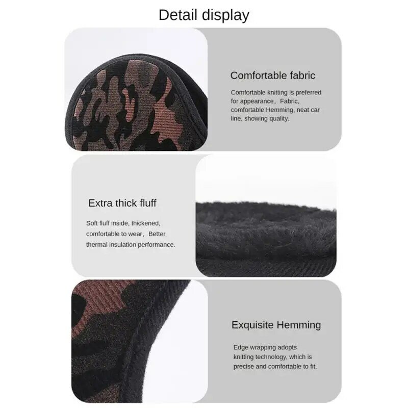 2Pcs/Set Camouflage Earmuffs For Men Winter Outdoor Windproof Ear Warm Protector Women Soft Plush Fleece Velvet Ear Cover
