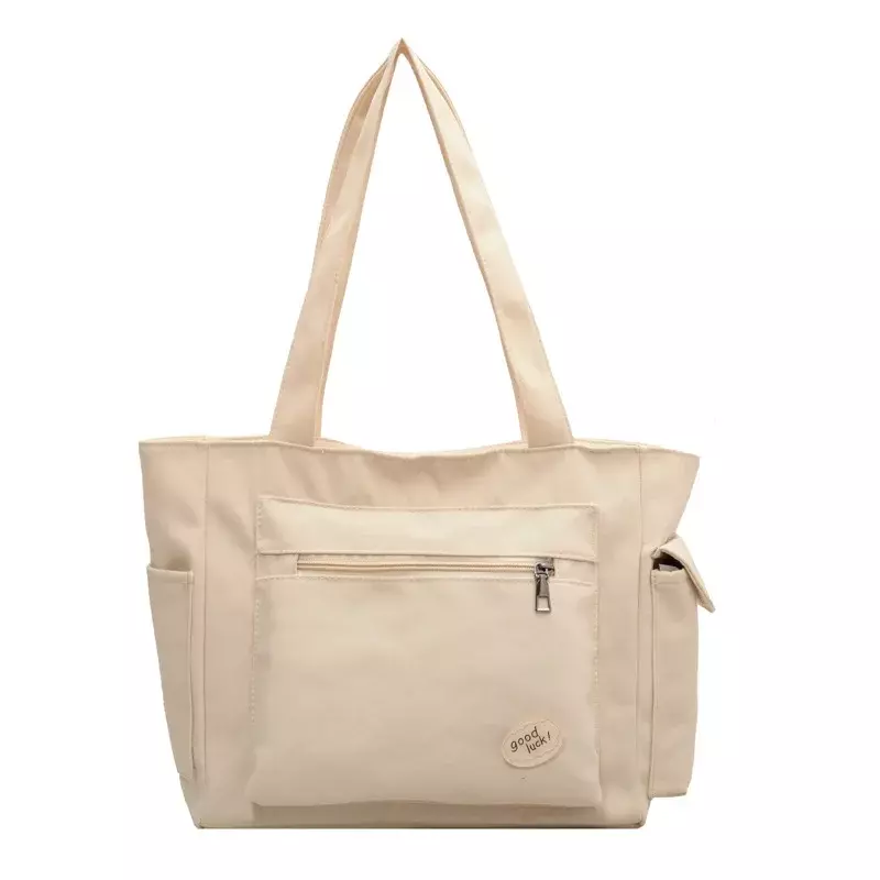 Canvas Bag Female College Student Class Large Capacity 2024 New Fashion Simple Shoulder Tote Bag