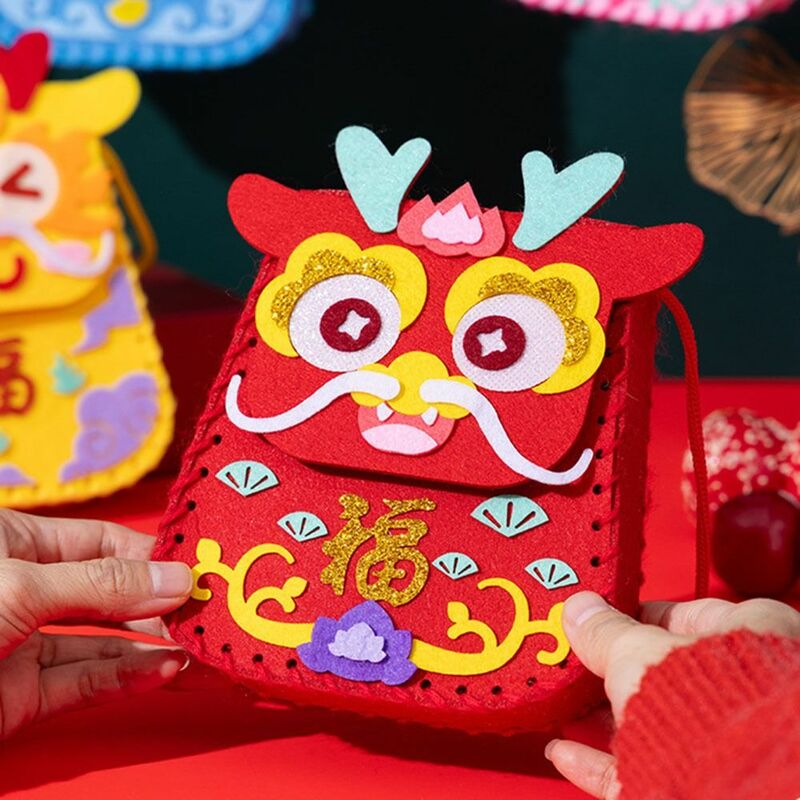 Material Package Dragon Purse Safe Materials Handmade Chinese Style DIY Lucky Bag Wallet Crossbody Bag Snack Bag