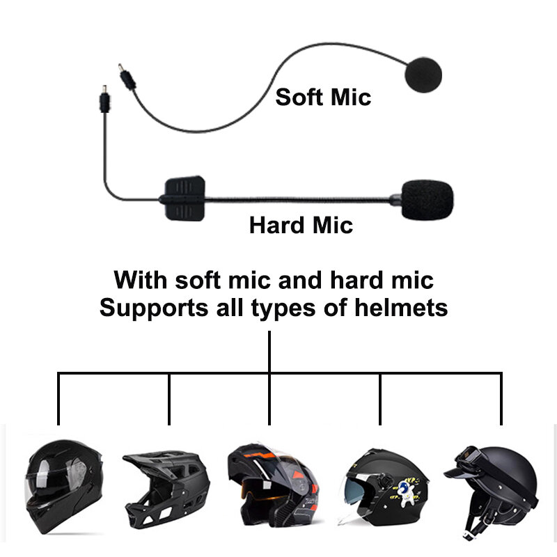 Mikrofon interkom sepeda motor, helm sepeda motor Bluetooth antarmuka tipe-c Universal Dual Mic