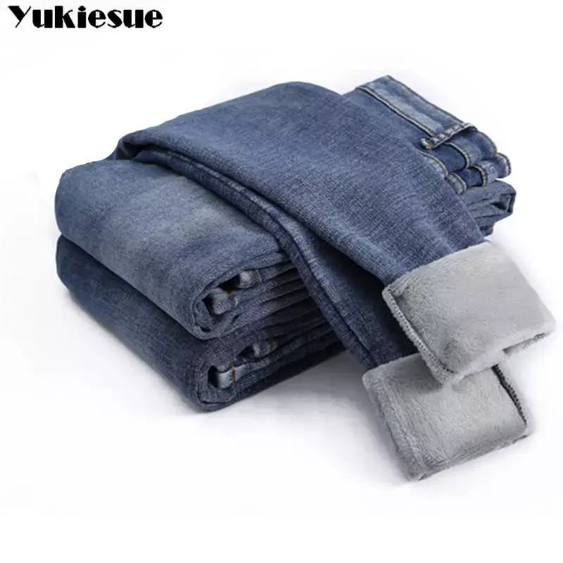 Inverno quente slim fit calças lápis mulheres engrossar lã skinny jeans calças para mulheres de lazer cintura alta elástica calças jeans