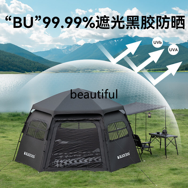 Naturehike-Blackdog Outdoor esagonale tenda da campeggio ad apertura rapida completamente automatica tenda portatile pieghevole con colla nera per la protezione solare