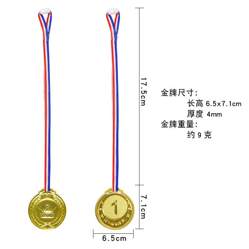 Medalha de Plástico Infantil Tags Brinquedos, Coroa Dourada, Campeão Desportivo Digital, Cartão de Recompensa, Toy Props, 123