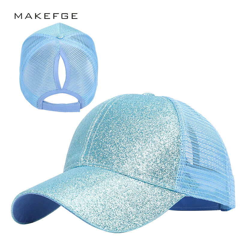 여성용 포니테일 야구 모자, 통기성 메쉬 모자, 조절 가능한 트렌디 아빠 모자, 태양 보호 스포츠 모자