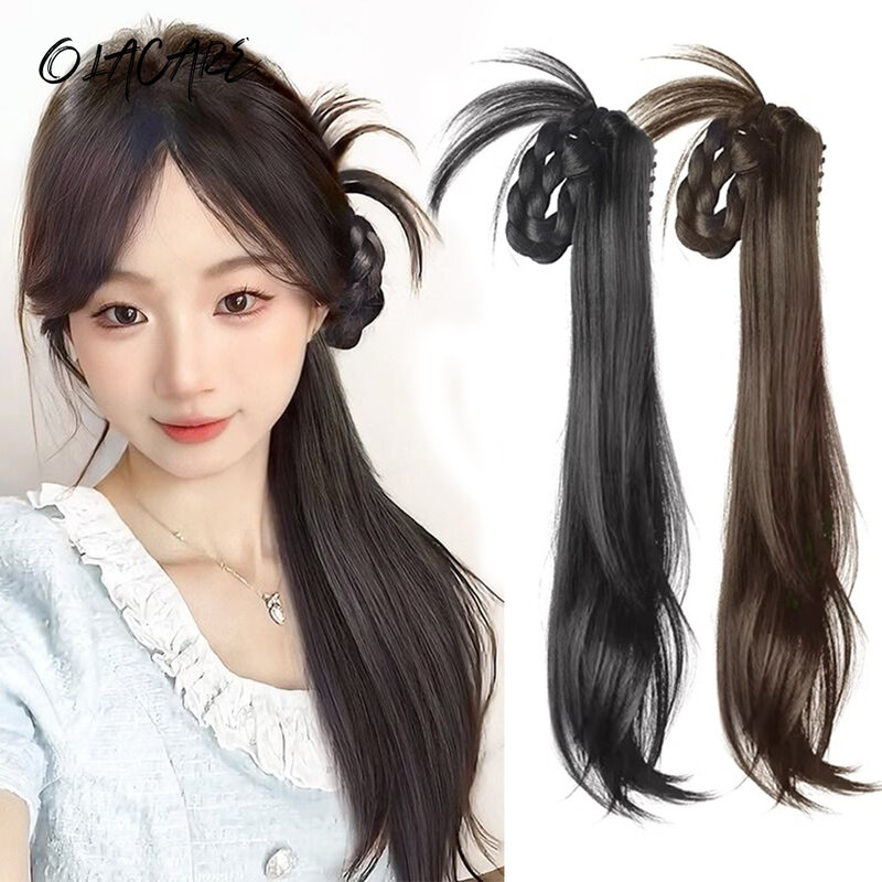 Синтетический конский хвост OLACARE с зажимом для когтей для наращивания кос длинные волнистые вьющиеся волосы натуральный кудрявый хвост для женщин