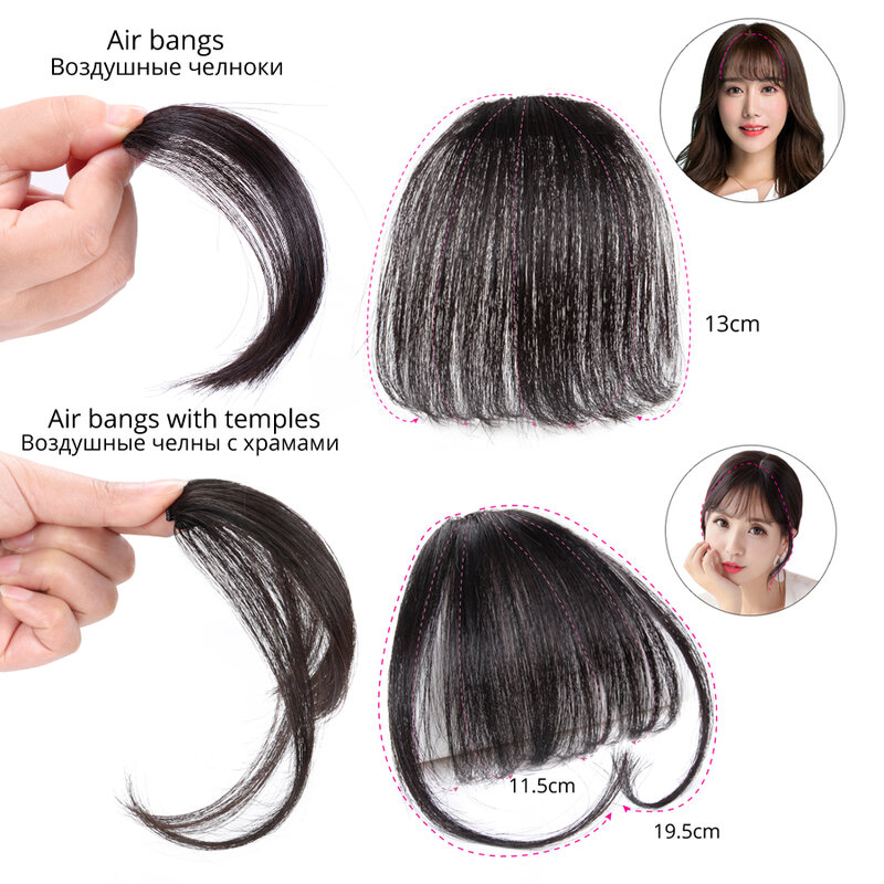 Klip rambut poni sintetis dalam ekstensi rambut, klip poni tipis bertepi poni untuk rambut wanita poni melengkung untuk anak perempuan