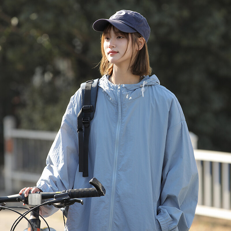Ice Silk Sunscreen leve respirável bicicleta equitação windbreaker, impermeável e elegante, simples casal roupas de pele, novo, 2024