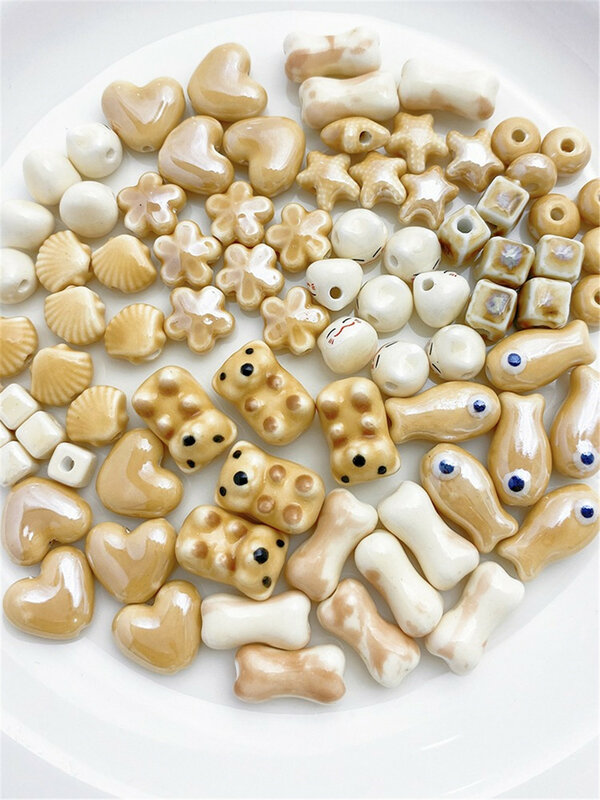 Indah manik-manik keramik cinta kucing manik-manik Diy tenunan tangan gelang kalung bahan manik-manik L463