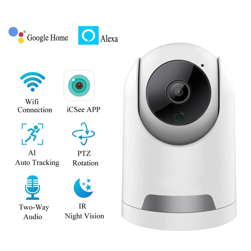 HONTUSEC-ICSEE WiFi Indoor Security Surveillance Camera, Auto Tracking, Baby Monitor com Detecção de Movimento, HD, 2MP, 4MP