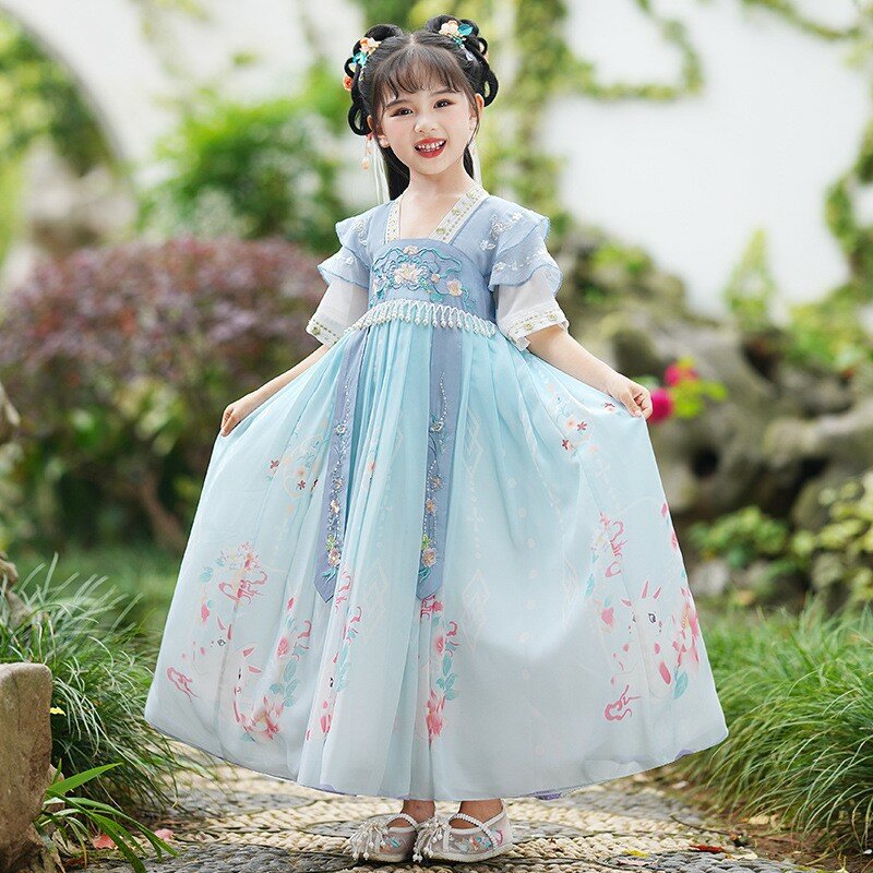 2023 sukienka Hanfu dzieci starożytna chińskie tradycyjne dziewczyna z bajki przebranie na karnawał strój letniej sukienki do tańca Hanfu