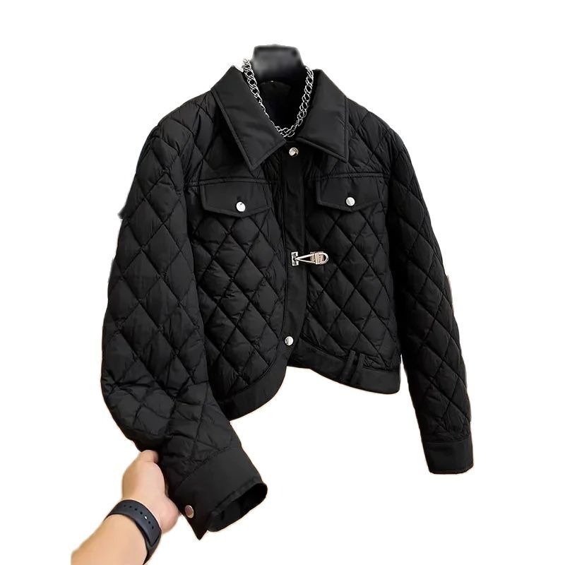 Женская короткая пуховая куртка, свободная хлопковая куртка с дизайном, Осень-зима 2024