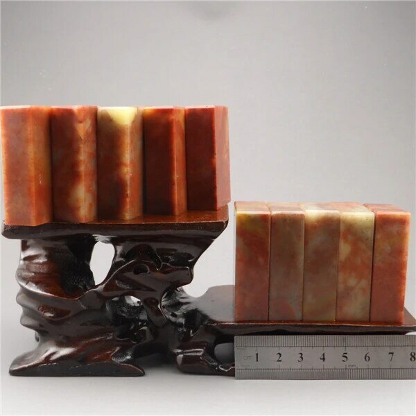 Timbre chinois rectangulaire naturel, non sculpté, pour peinture, calligraphie, Shoushan, matériaux de coupe en pierre, 1.5x3cm