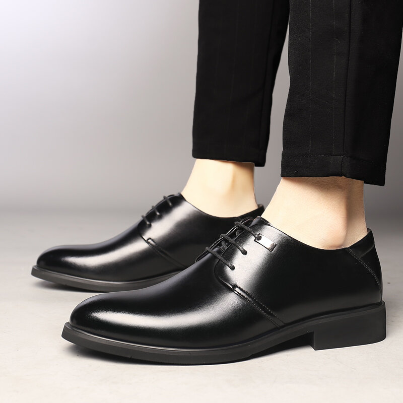 Sapatos masculinos em altura oca de verão, sapatos elevadores, palmilha invisível, couro para escritório de casamento diário, 6cm