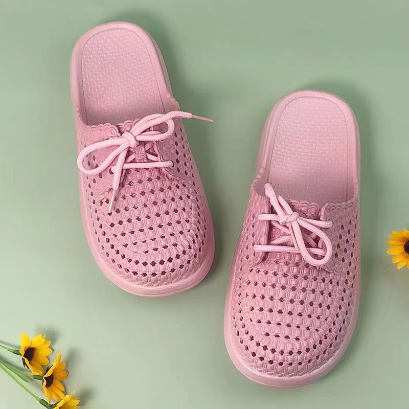 New Women's Summer Baotou Hollow Out Flat Sole Slippers Sole Non Slip Outdoor Beach Slippers Free Shipping Home Casual Slippers