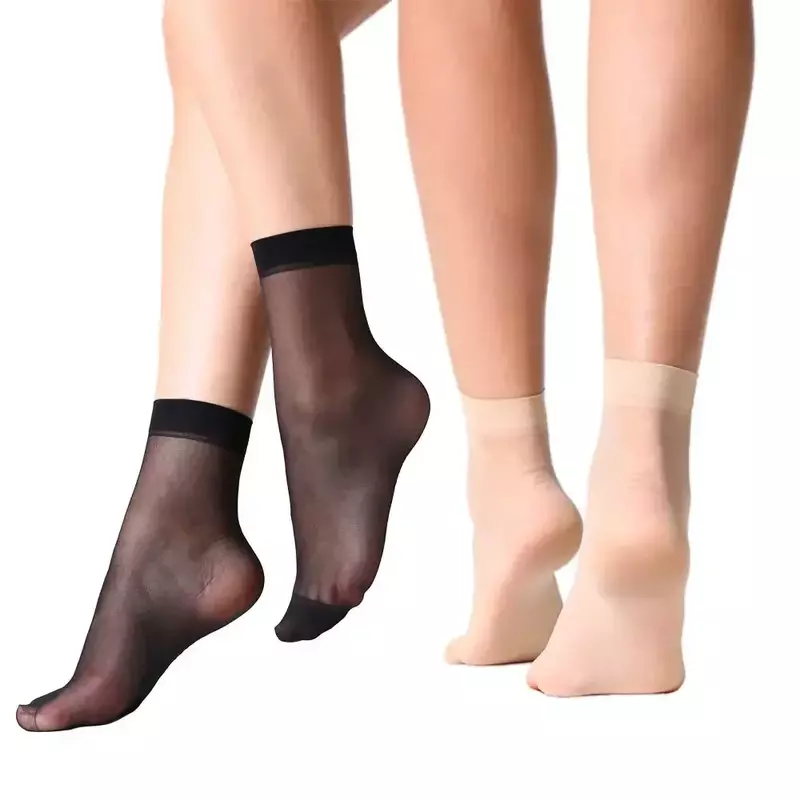 Calcetines transparentes de nailon para mujer, medias ultrafinas hasta el tobillo, elásticas, de cristal, para primavera y verano, 10-200 pares
