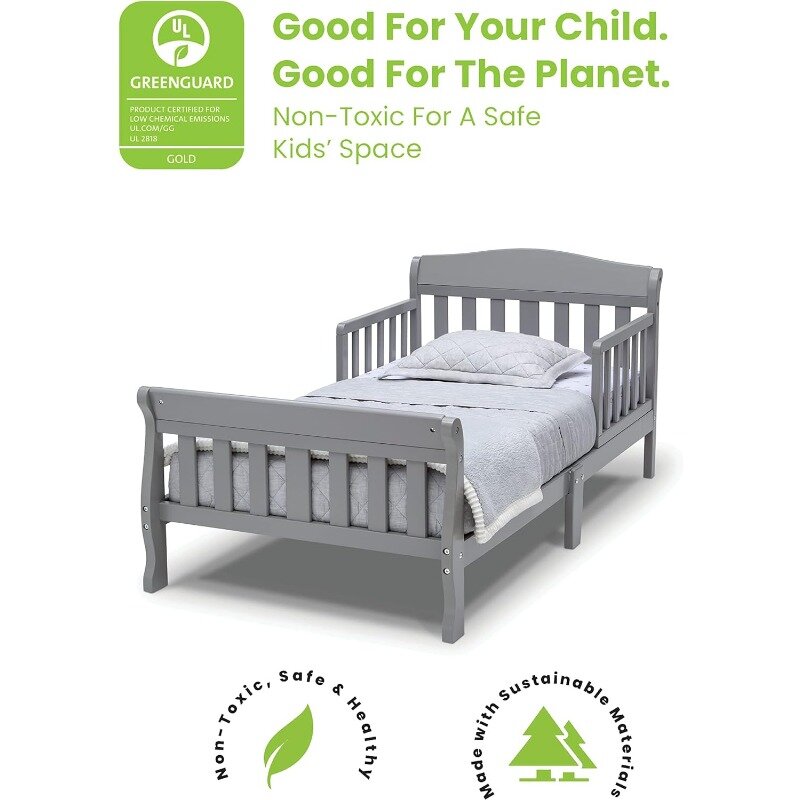 Cama de Canton para niños pequeños, con certificado Greenguard Gold, gris completo