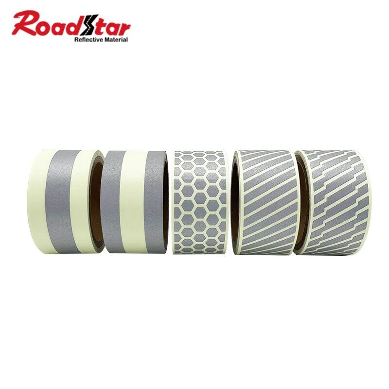 Roadstar-Cinta reflectante de transferencia de calor que brilla en la oscuridad, cinta de advertencia de tela fotoluminiscente, coser en la ropa, 5cm x 3m