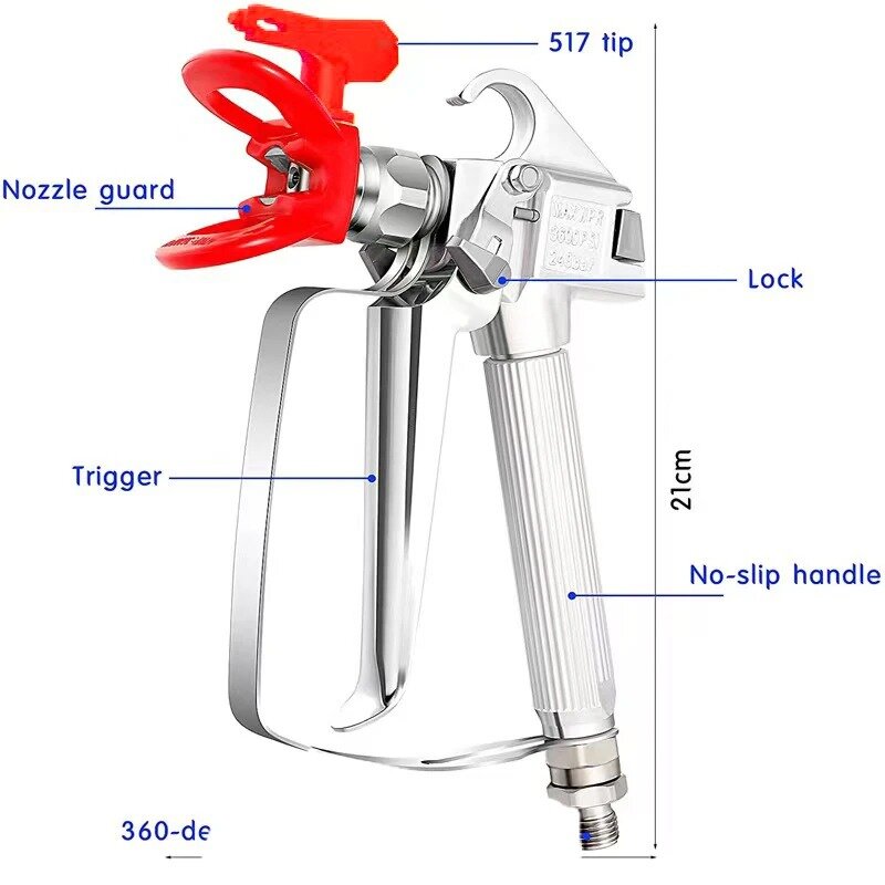 Suntool Airless Paint Latex Spray Gun High Pressure 3600 PSI with 5 X Tip 315，517，519，621，623 and 6 X Filters 2 X seat