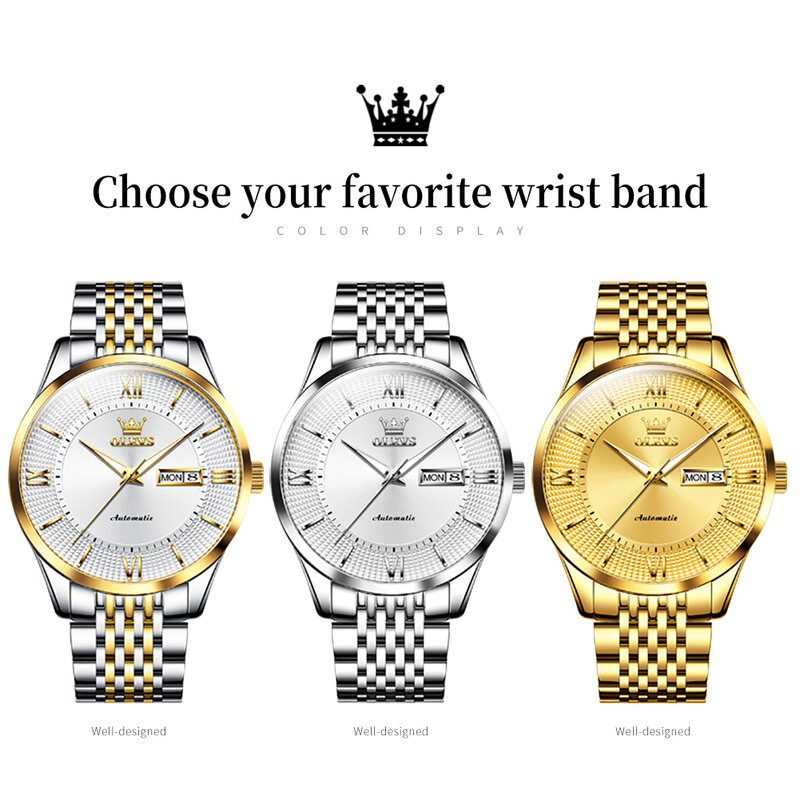 Olevs Marke Herren uhren Japan Uhrwerk automatische wasserdichte Saphirglas Spiegel Luxusmarke mechanische Herren Armbanduhr