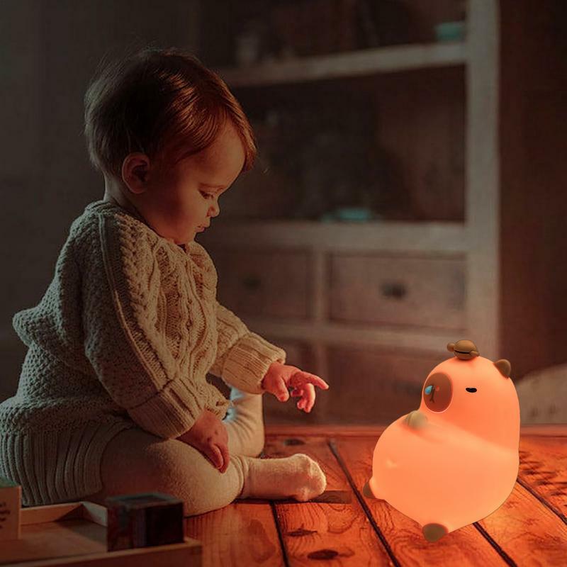 Милая Детская лампа capybaba, трехуровневая силиконовая детская лампа с USB-зарядкой, Сенсорная лампа с регулируемой яркостью, декор для девочек