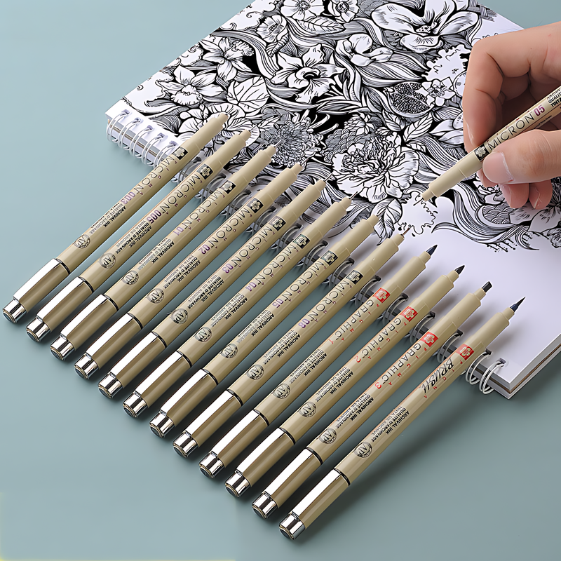 Sakura-Bolígrafo de boceto de Anime pintado a mano, 12 piezas, Pigma Micron, 003, 005, 01, 02, 03, 04, 05, 08, 1,0, 2,0, suministros de bocetos de diseñador