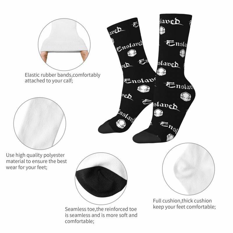 Enslcrosss-Chaussettes de longueur moyenne pour hommes et femmes, bas de skateboard confortables, accessoires de groupe de musique Rock Metal, cadeau doux d'urgence, noir