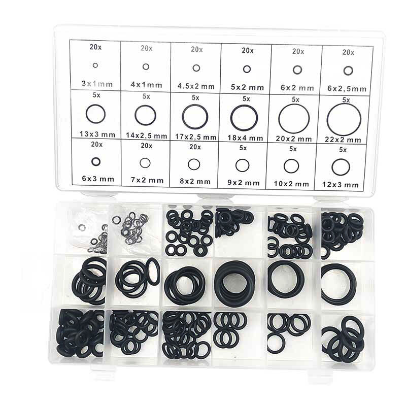 ACECARE Silicone Rubber O-ring Black Gasket Replacements Sealing Quick Couplers Fitting 225pcs