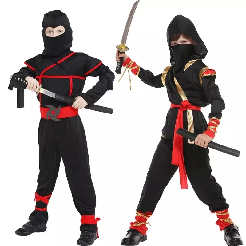 Kostum Cosplay Anime Ninja untuk anak-anak, seni bela diri, hadiah pesta karnaval Natal mewah, tanpa senjata