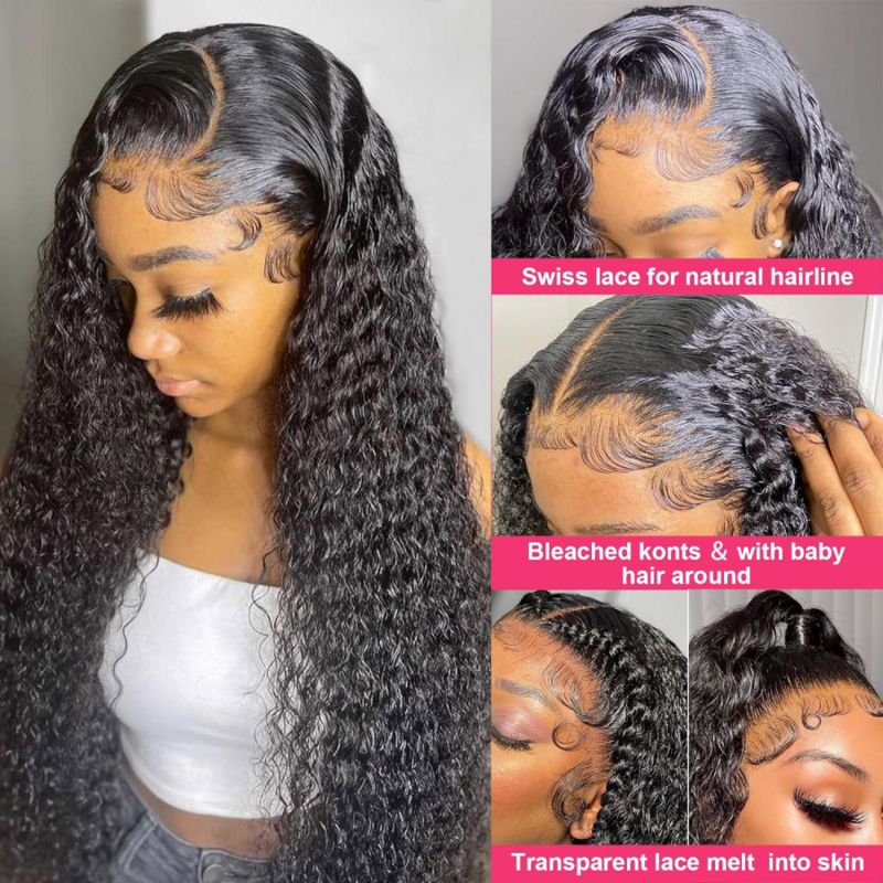 13x6 Deep Wave Lace Front Wigs Human Hair 13x6 HD Lace Deep Curly Glueless Frontal Wigs Human Hair Pre Plucked For Women Hair