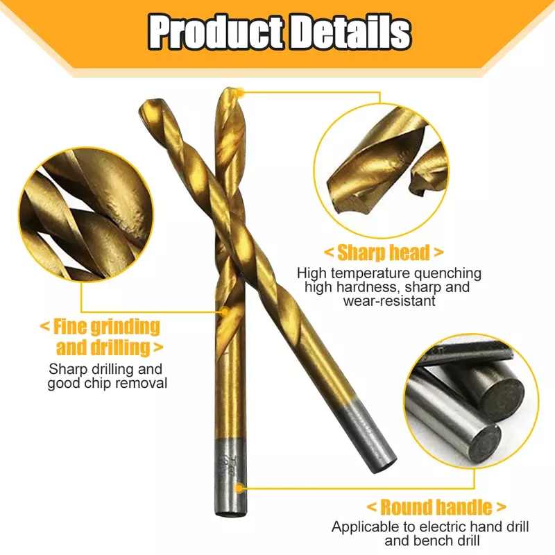 10/50Pcs High Speed Stahl Twist Bohrer Professionelle Titan Beschichtete Bohrer Werkzeuge Qualität Power Tools 1/1.5/2/2.5/3/3,5mm