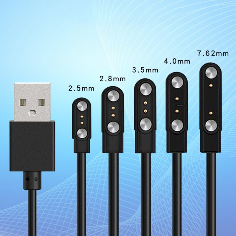 Tali Kabel Pengisi Daya Magnetis Kuat 2 Pin untuk Jam Tangan Pintar Dudukan Kabel Pengisi Daya USB Universal Dasar Adaptor Daya