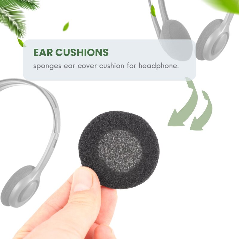 10 buah busa ukuran pelindung lembut hitam, bantalan penutup telinga untuk headphone 5.5cm