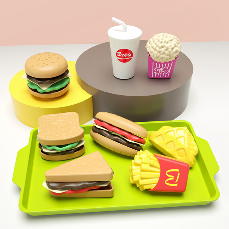 Kreative Mini vorgeben spielen Kochs pielzeug Hamburger Hot Dog DIY Set Spielhaus Spielzeit Spielzeug Simulation Lebensmittel Küche montieren Kit