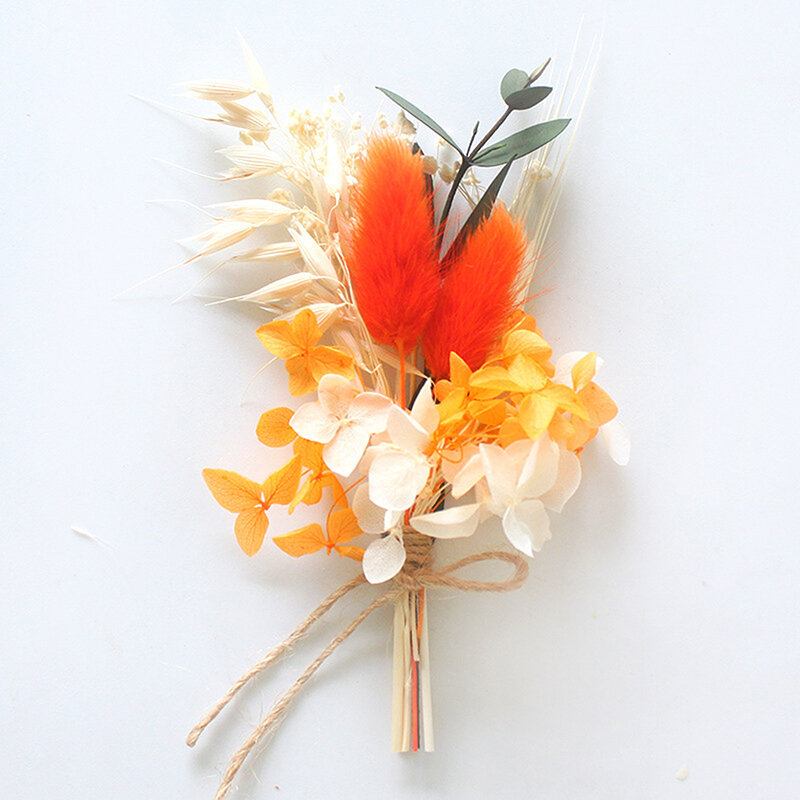 Mini Bouquet de Fleurs Sèches Naturelles, Boutonnières de Demoiselle d'Honneur, Bricolage, Matériaux Floraux, Décoration de Noël et de Mariage, 1 Pièce