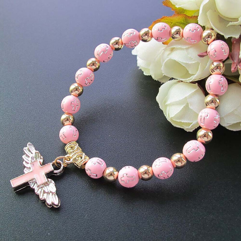 لطيفة الدينية أساور ممتدة سحر الملاك الصليب حبات سلسلة الصلوات سوار الكاثوليكية قلادة للنساء مجوهرات مجوهرات الأزياء