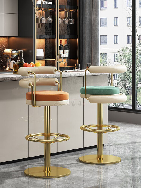 Nordic Luxury Bar Chairs,Bar Front Desk Stainless Steel Modern Bar Chairs,High Stools,Coffee Shops,Rotating Bar Chairs,Furniture